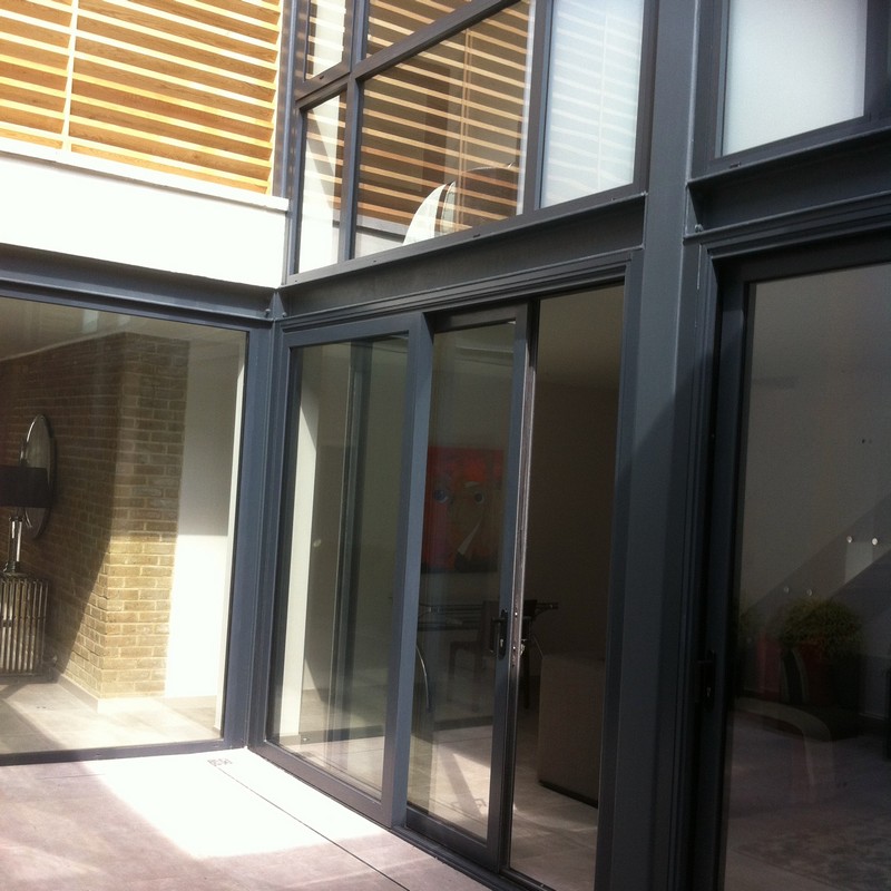 Anthracite aluminium sliding patio doors fitted in Hammersmith