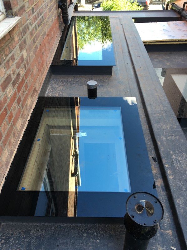 Multiple flat roof skylights on extension in Hammersmith
